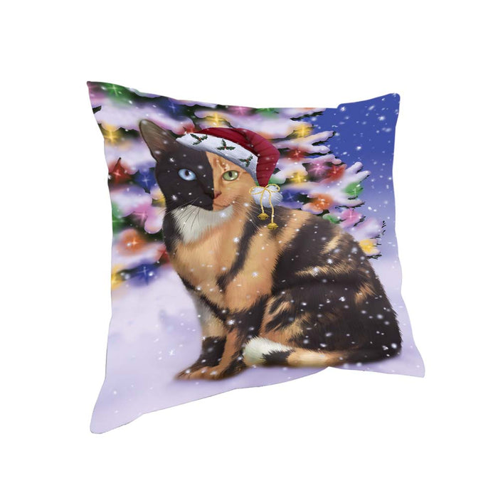 Winterland Wonderland Chimera Cat In Christmas Holiday Scenic Background Pillow PIL71720
