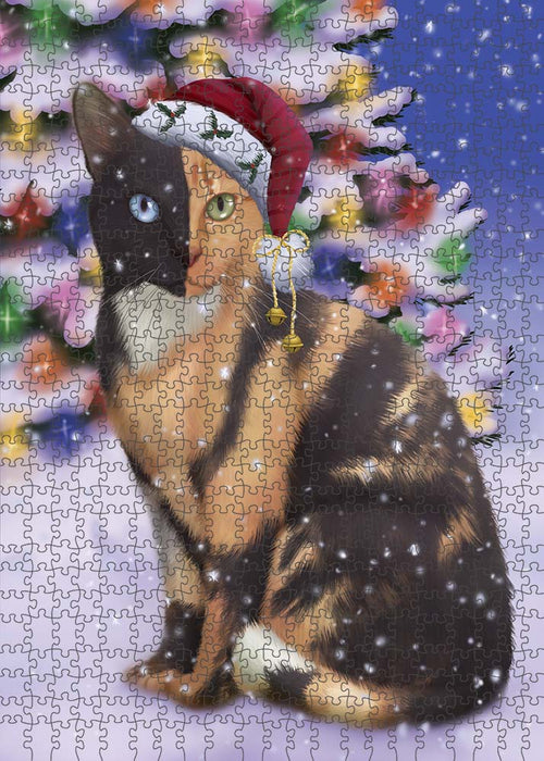 Winterland Wonderland Chimera Cat In Christmas Holiday Scenic Background Puzzle with Photo Tin PUZL90996