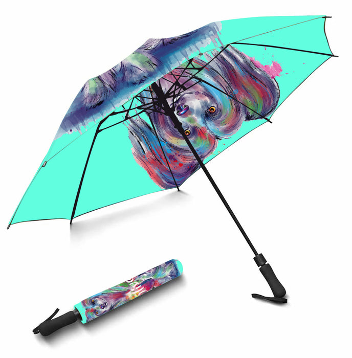 Custom Pet Name Personalized Watercolor Chinese Crested DogSemi-Automatic Foldable Umbrella