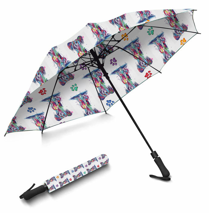 Watercolor Mini Chinese Crested DogsSemi-Automatic Foldable Umbrella