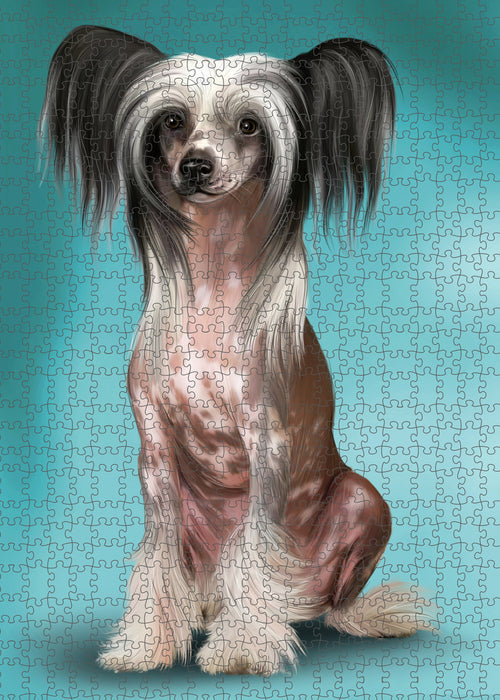 Chinese Crested Dog Portrait Jigsaw Puzzle for Adults Animal Interlocking Puzzle Game Unique Gift for Dog Lover's with Metal Tin Box