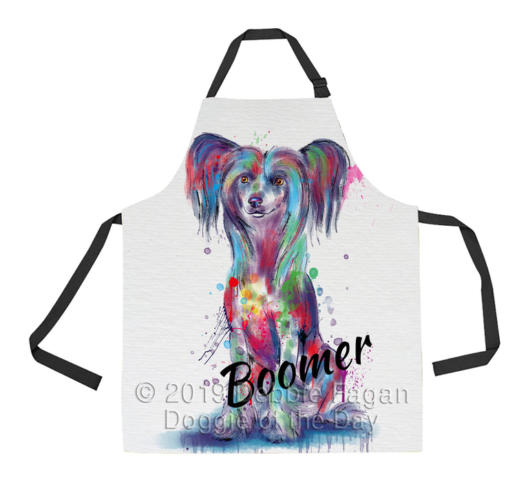 Custom Pet Name Personalized Watercolor Chinese Crested Dog Apron