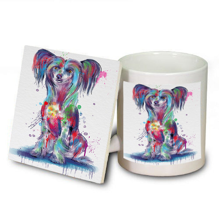 Watercolor Chinese Crested Dog Mug and Coaster Set MUC57539