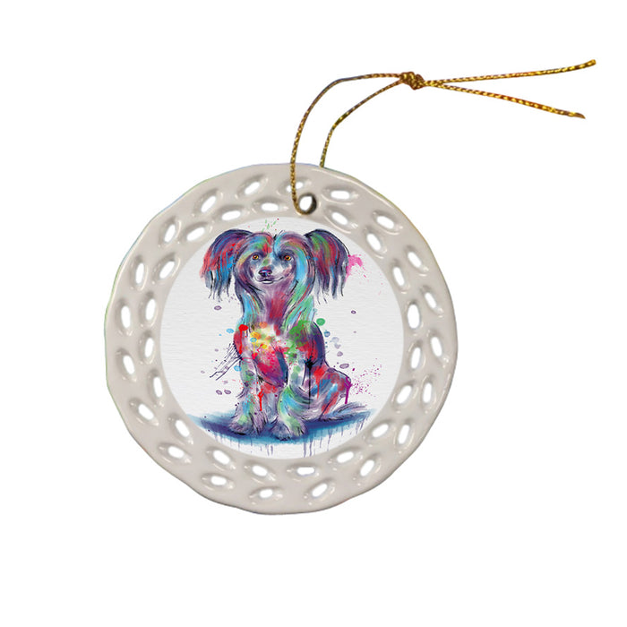 Watercolor Chinese Crested Dog Doily Ornament DPOR58432