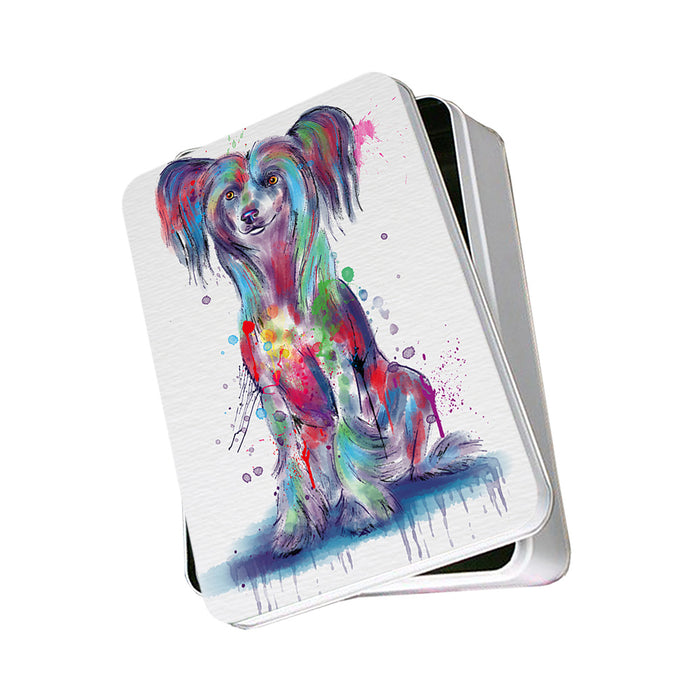 Watercolor Chinese Crested Dog Photo Storage Tin PITN57490