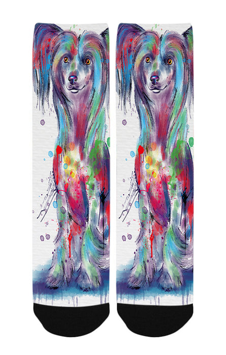 Watercolor Chinese Crested Dog Women's Casual Socks