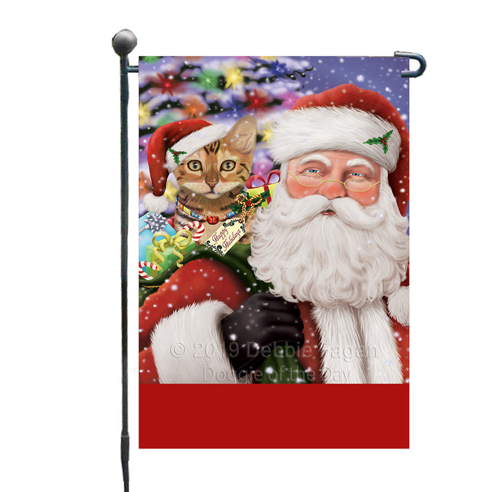 Personalized Santa Carrying Chinese Li Hua Kitten and Christmas Presents Custom Garden Flag GFLG63755