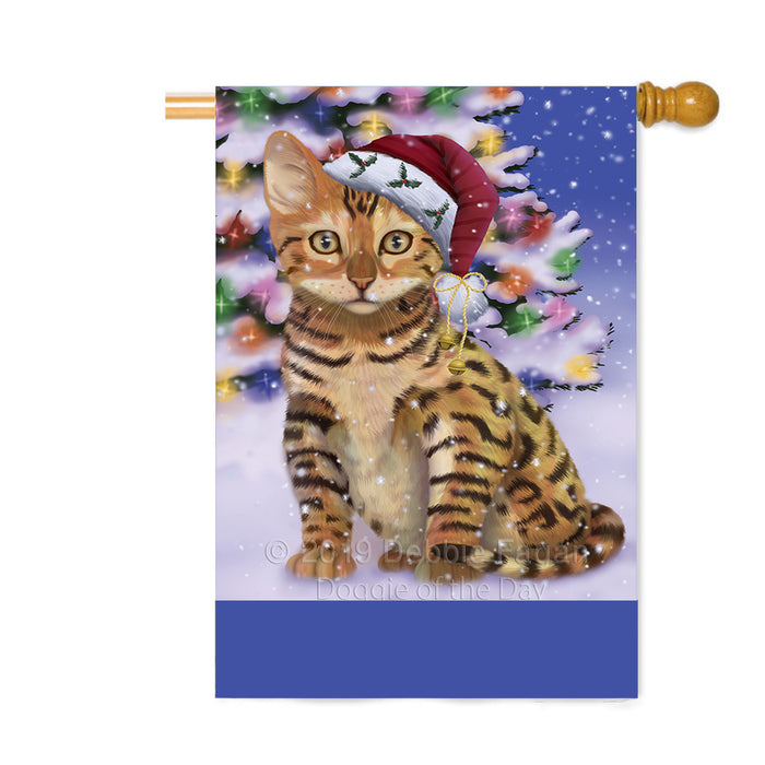 Personalized Winterland Wonderland Chinese Li Hua Cat In Christmas Holiday Scenic Background Custom House Flag FLG-DOTD-A61341