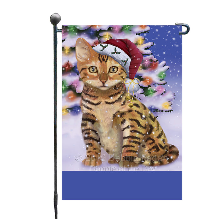 Personalized Winterland Wonderland Chinese Li Hua Cat In Christmas Holiday Scenic Background Custom Garden Flags GFLG-DOTD-A61285
