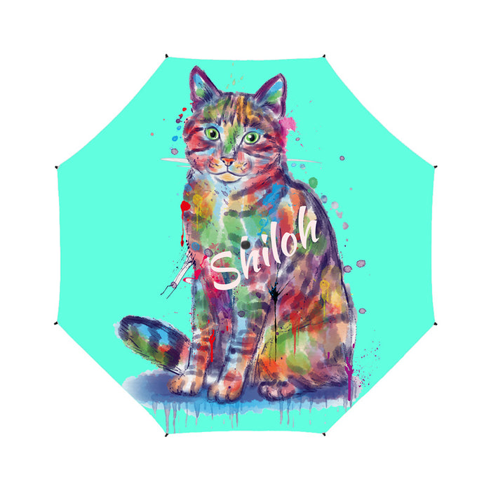 Custom Pet Name Personalized Watercolor Chinese Li Hua CatSemi-Automatic Foldable Umbrella