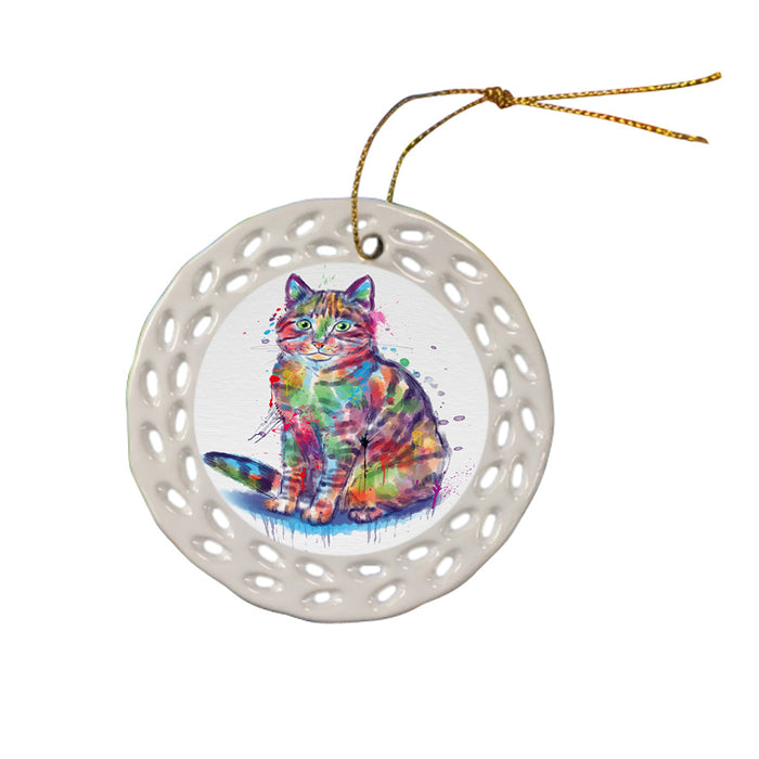 Watercolor Chinese Li Hua Cat Doily Ornament DPOR58136
