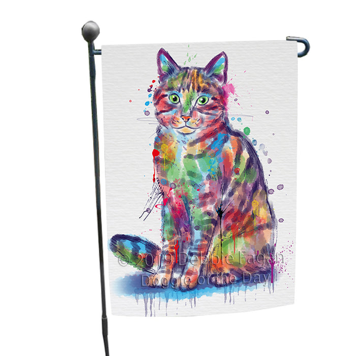 Watercolor Chinese Li Hua Cat Garden Flag GFLG66112