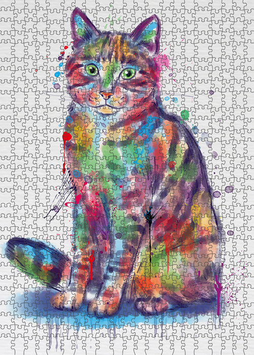 Watercolor Chinese Li Hua Cat Portrait Jigsaw Puzzle for Adults Animal Interlocking Puzzle Game Unique Gift for Dog Lover's