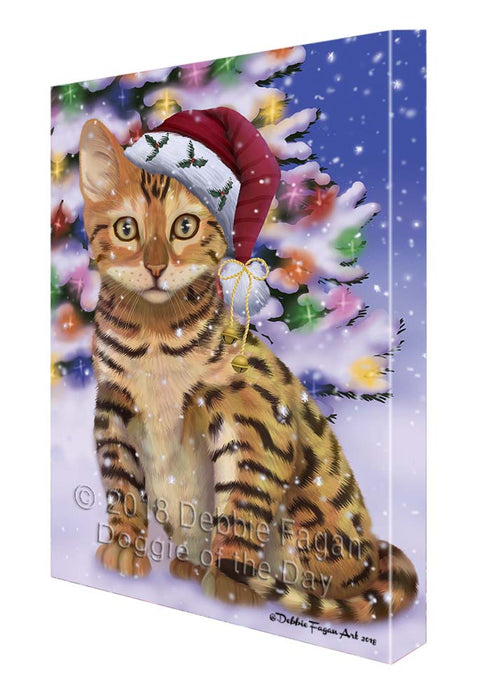 Winterland Wonderland Chinese Li Hua Cat In Christmas Holiday Scenic Background Canvas Print Wall Art Décor CVS121220