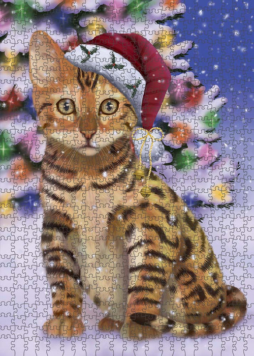 Winterland Wonderland Chinese Li Hua Cat In Christmas Holiday Scenic Background Puzzle  PUZL91000