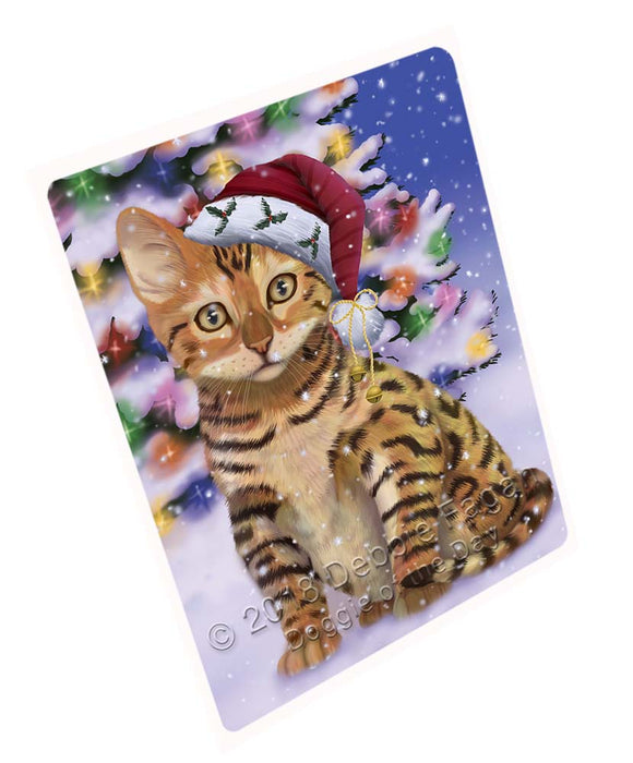 Winterland Wonderland Chinese Li Hua Cat In Christmas Holiday Scenic Background Large Refrigerator / Dishwasher Magnet RMAG96462