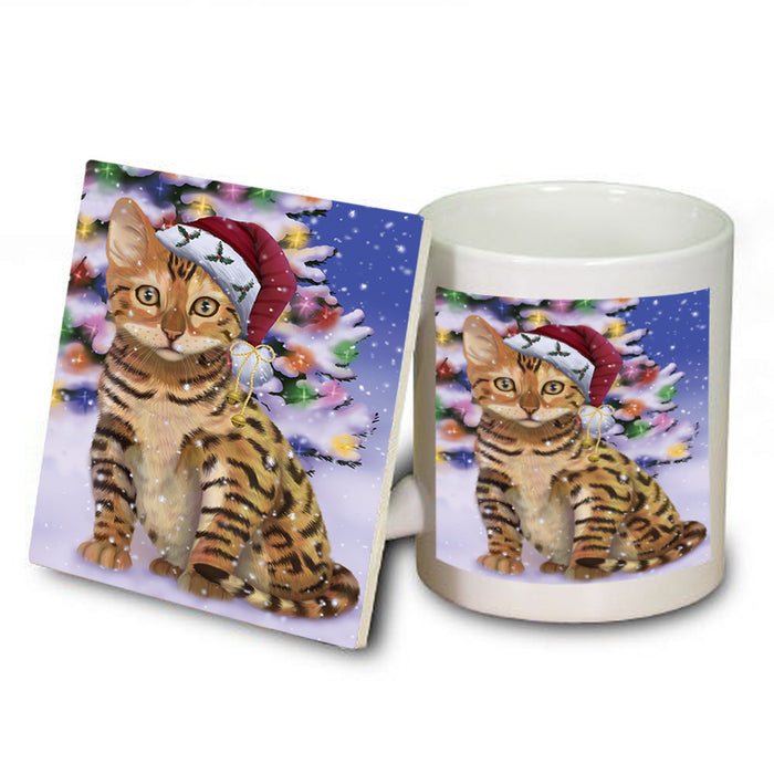 Winterland Wonderland Chinese Li Hua Cat In Christmas Holiday Scenic Background Mug and Coaster Set MUC55691
