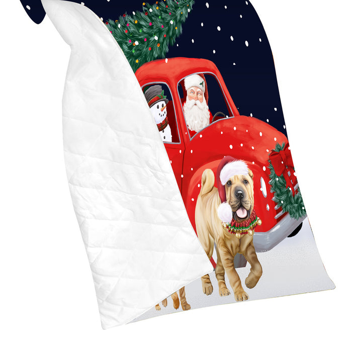 Christmas Express Delivery Red Truck Running Chihuahua Dogs Lightweight Soft Bedspread Coverlet Bedding Quilt QUILT59856