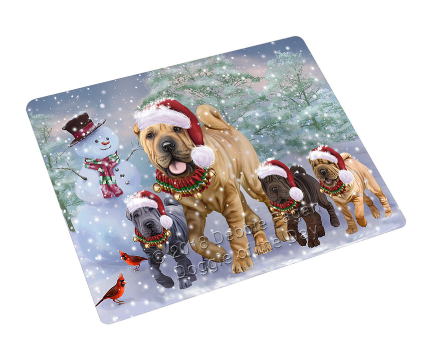 Christmas Running Family Chinese Shar Pei Dogs Refrigerator / Dishwasher Magnet RMAG105192