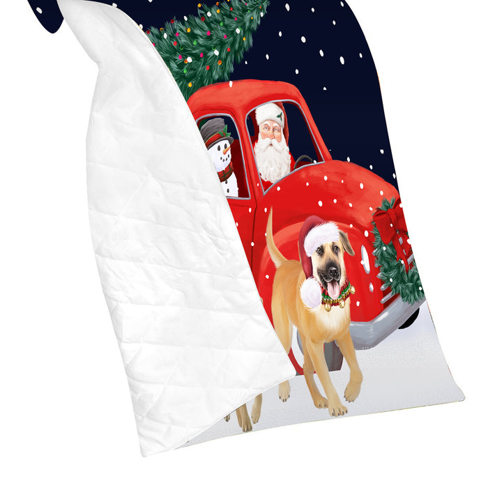 Christmas Express Delivery Red Truck Running Chinook Dogs Lightweight Soft Bedspread Coverlet Bedding Quilt QUILT59866