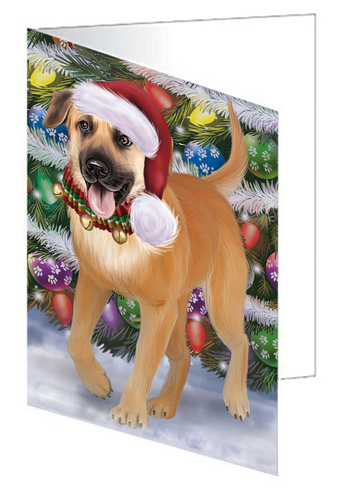 Chistmas Trotting in the Snow Chinook Dog Handmade Artwork Assorted Pets Greeting Cards and Note Cards with Envelopes for All Occasions and Holiday Seasons