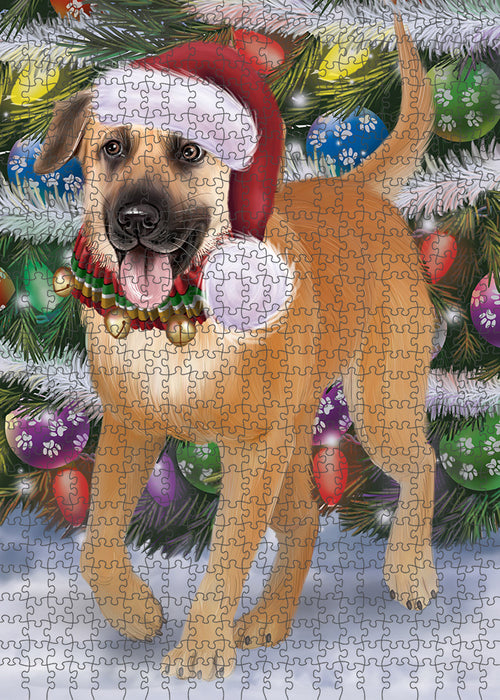 Chistmas Trotting in the Snow Chinook Dog Portrait Jigsaw Puzzle for Adults Animal Interlocking Puzzle Game Unique Gift for Dog Lover's with Metal Tin Box PZL955