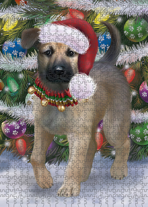 Chistmas Trotting in the Snow Chinook Dog Portrait Jigsaw Puzzle for Adults Animal Interlocking Puzzle Game Unique Gift for Dog Lover's with Metal Tin Box PZL956
