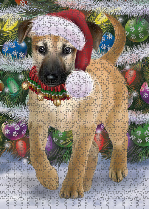 Chistmas Trotting in the Snow Chinook Dog Portrait Jigsaw Puzzle for Adults Animal Interlocking Puzzle Game Unique Gift for Dog Lover's with Metal Tin Box PZL957