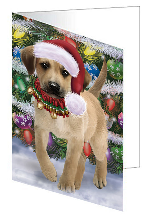 Chistmas Trotting in the Snow Chinook Dog Handmade Artwork Assorted Pets Greeting Cards and Note Cards with Envelopes for All Occasions and Holiday Seasons