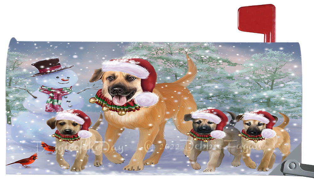 Christmas Running Family Chinook Dogs Magnetic Mailbox Cover Both Sides Pet Theme Printed Decorative Letter Box Wrap Case Postbox Thick Magnetic Vinyl Material