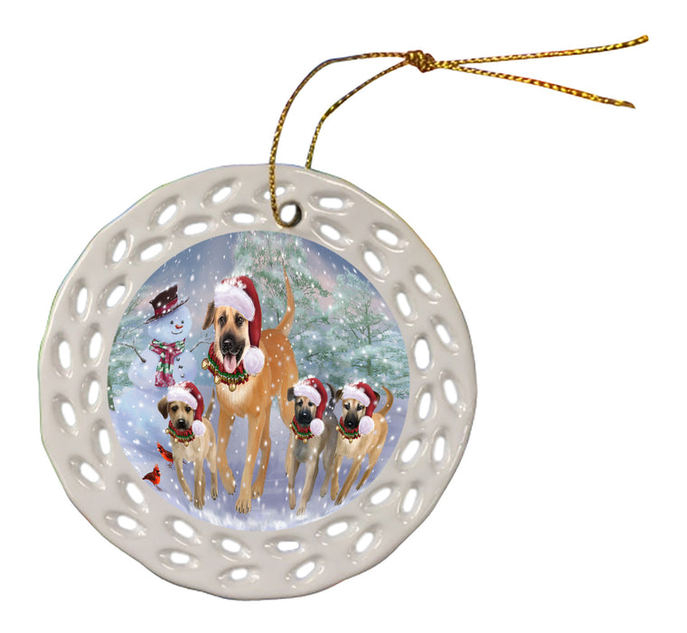 Christmas Running Family Chinook Dogs Doily Ornament DPOR59118