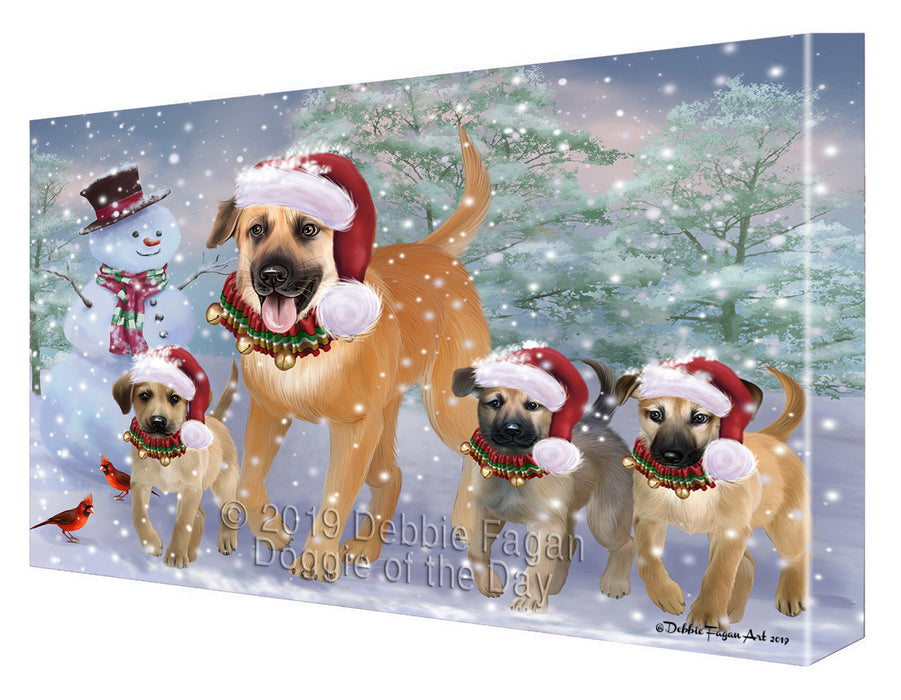 Christmas Running Family Chinook Dogs Canvas Wall Art - Premium Quality Ready to Hang Room Decor Wall Art Canvas - Unique Animal Printed Digital Painting for Decoration