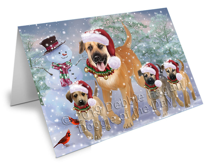 Christmas Running Family Chinook Dogs Handmade Artwork Assorted Pets Greeting Cards and Note Cards with Envelopes for All Occasions and Holiday Seasons