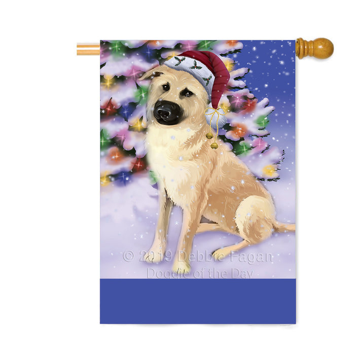 Personalized Winterland Wonderland Chinook Dog In Christmas Holiday Scenic Background Custom House Flag FLG-DOTD-A61342