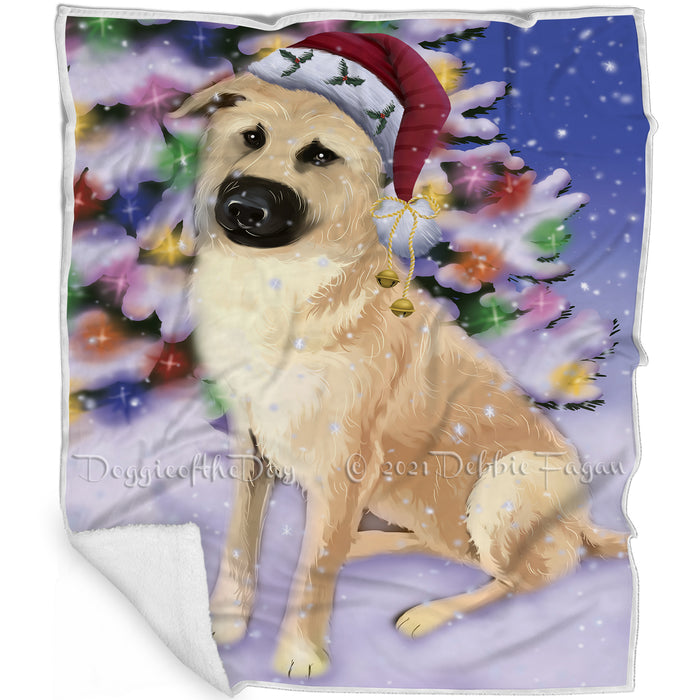 Winterland Wonderland Chinook Dog In Christmas Holiday Scenic Background Blanket BLNKT120720