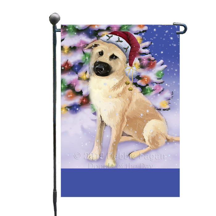 Personalized Winterland Wonderland Chinook Dog In Christmas Holiday Scenic Background Custom Garden Flags GFLG-DOTD-A61286