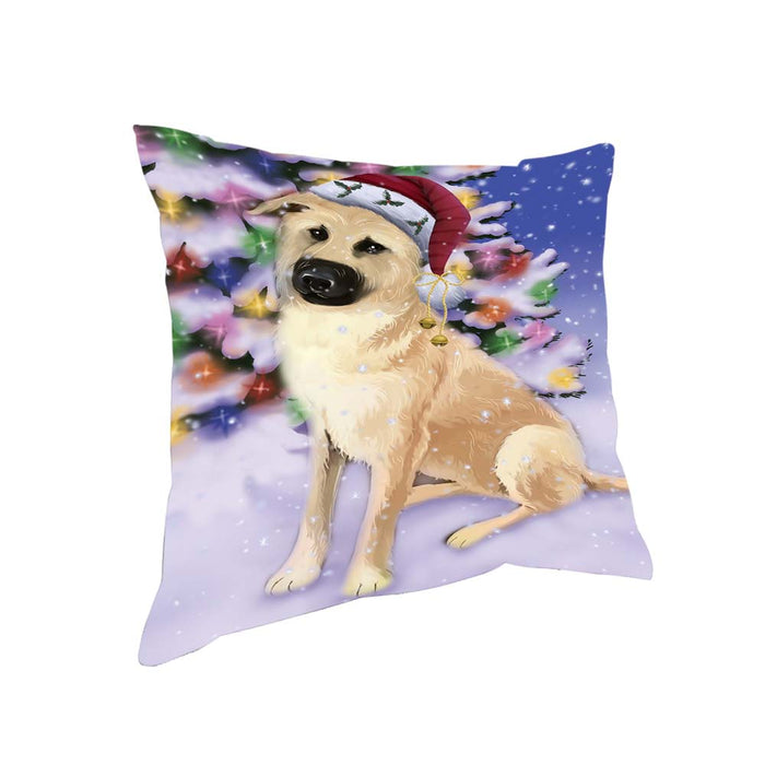 Winterland Wonderland Chinook Dog In Christmas Holiday Scenic Background Pillow PIL71728