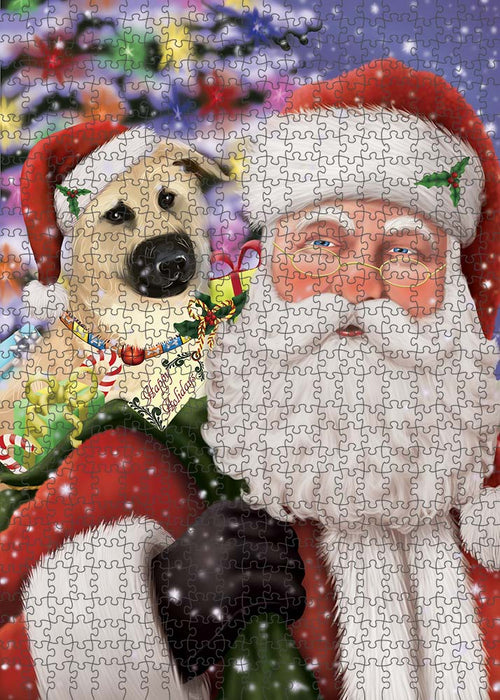 Santa Carrying Chinook Dog and Christmas Presents Puzzle with Photo Tin PUZL90212