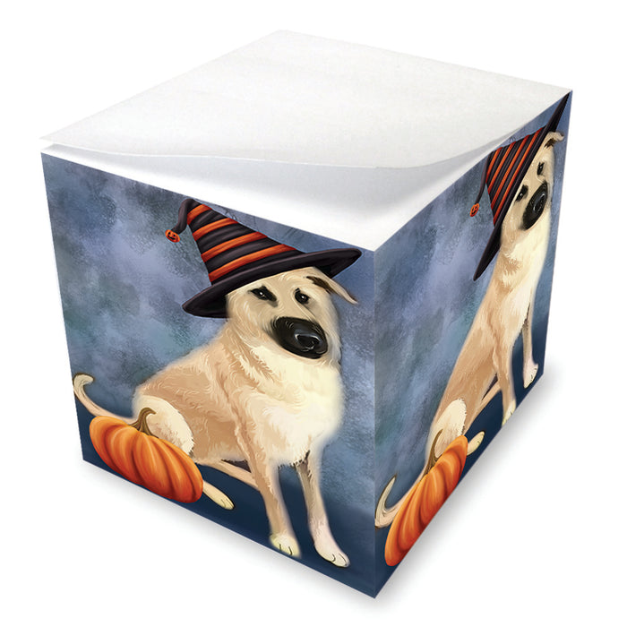 Happy Halloween Chinook Dog Wearing Witch Hat with Pumpkin Note Cube NOC56532