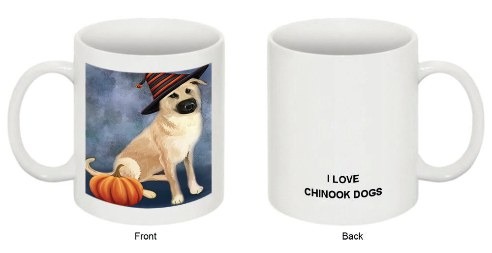 Happy Halloween Chinook Dog Wearing Witch Hat with Pumpkin Coffee Mug MUG50284