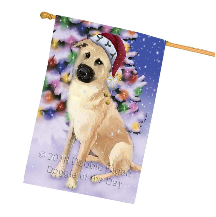 Winterland Wonderland Chinook Dog In Christmas Holiday Scenic Background House Flag FLG56129