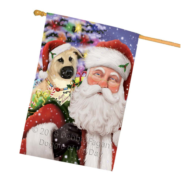 Santa Carrying Chinook Dog and Christmas Presents House Flag FLG55931