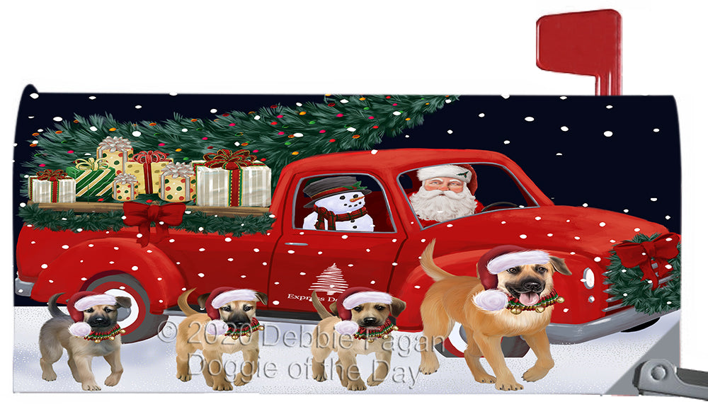 Christmas Express Delivery Red Truck Running Chinook Dog Magnetic Mailbox Cover Both Sides Pet Theme Printed Decorative Letter Box Wrap Case Postbox Thick Magnetic Vinyl Material