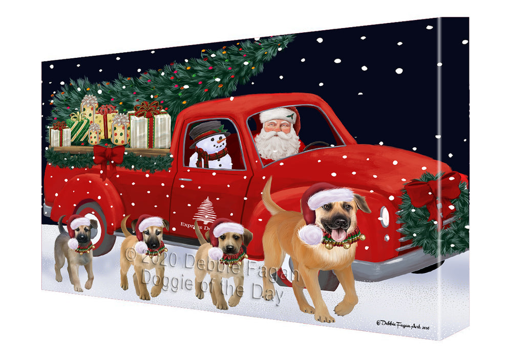 Christmas Express Delivery Red Truck Running Chinook Dogs Canvas Print Wall Art Décor CVS146006