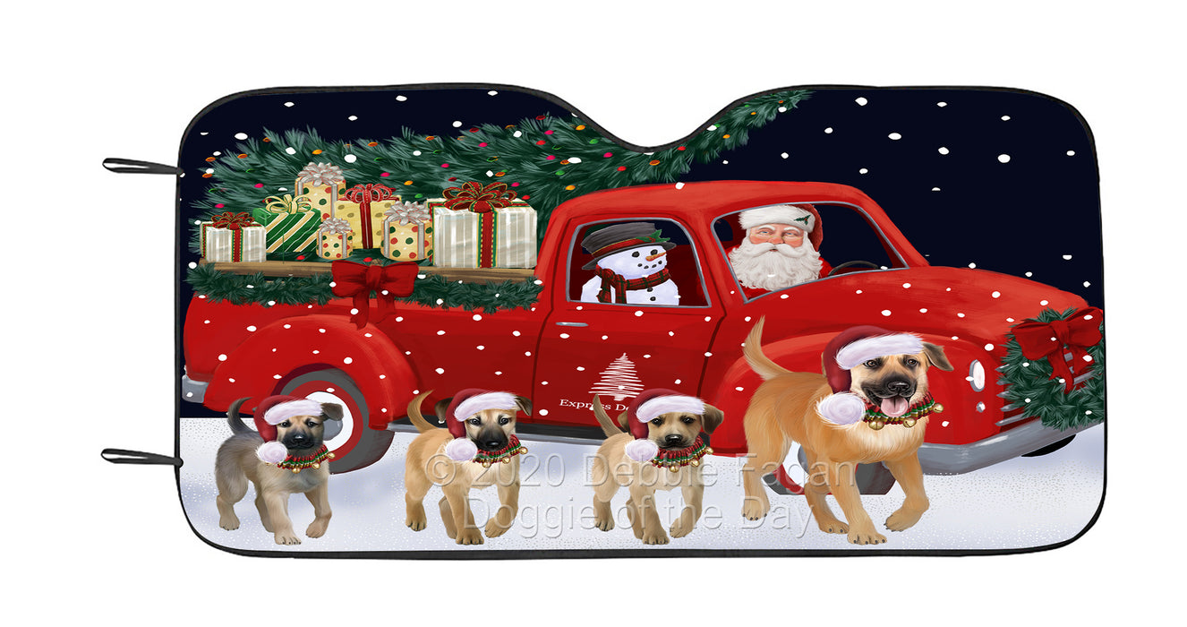 Christmas Express Delivery Red Truck Running Chinook Dog Car Sun Shade Cover Curtain