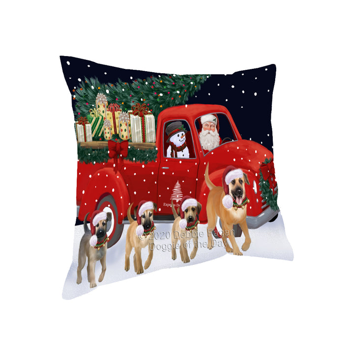 Christmas Express Delivery Red Truck Running Chinook Dogs Pillow PIL86048