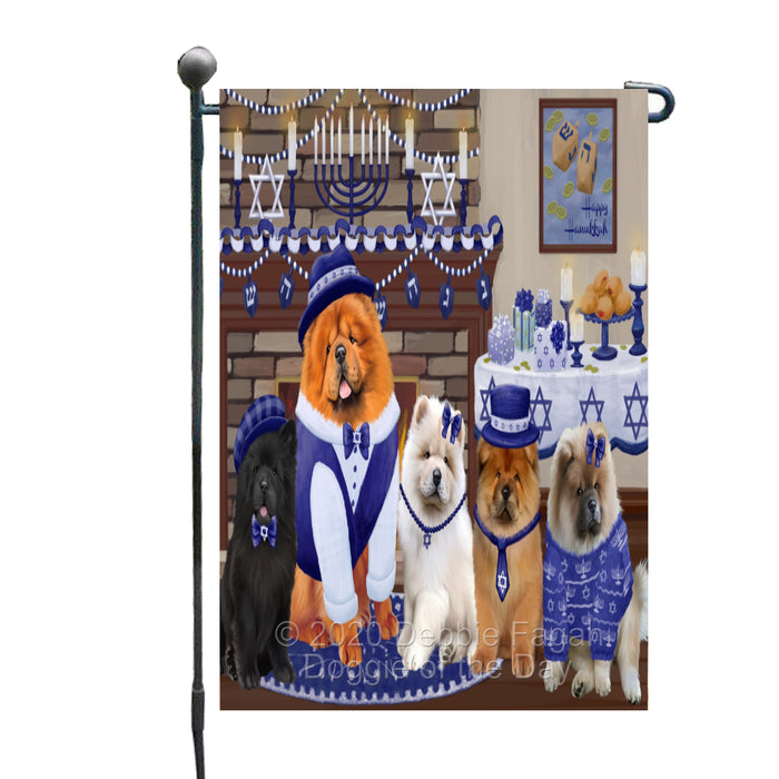 Happy Hanukkah Family Chow Chow Dogs Garden Flag GFLG65976