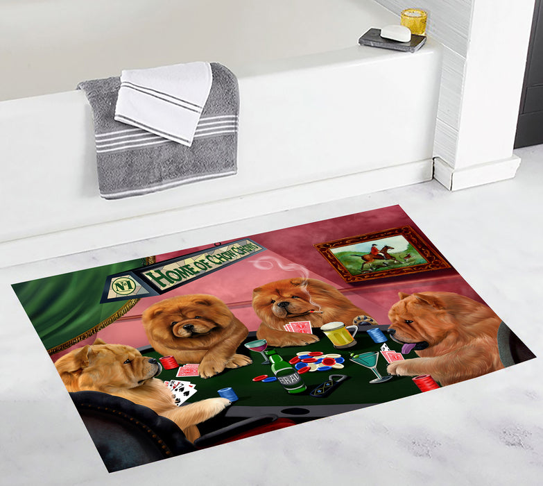 Home of  Chow Chow Dogs Playing Poker Bath Mat