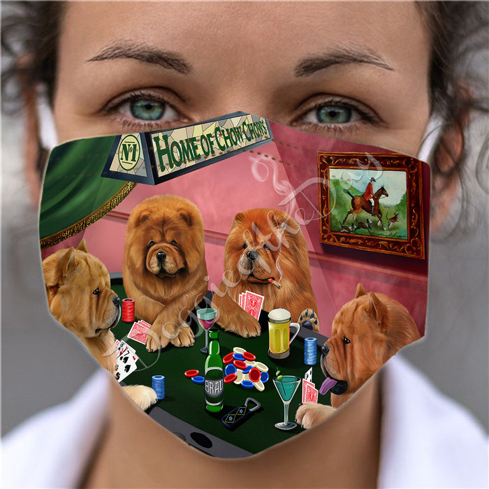 Home of Chow Chow Dogs Playing Poker Face Mask FM49782