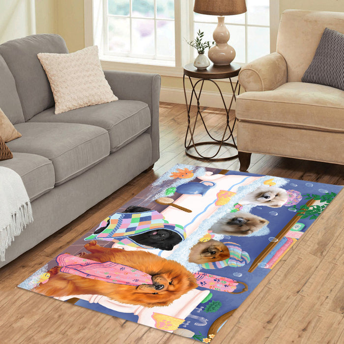 Rub A Dub Dogs In A Tub Chow Chow Dogs Area Rug